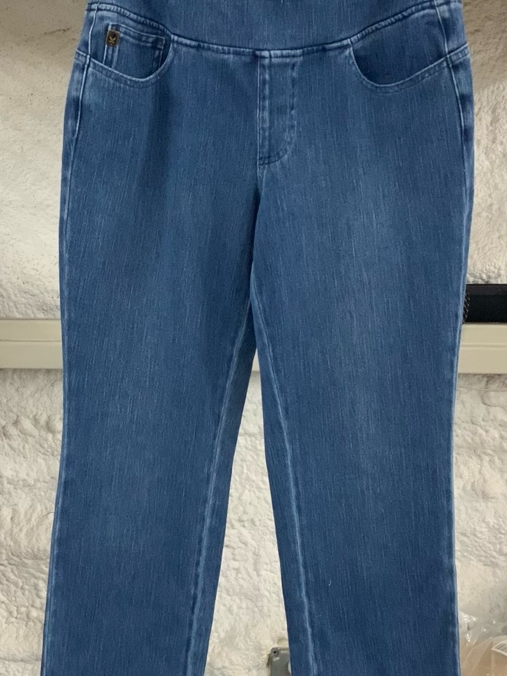 Belle by Kim Gravel Medium Blue Straight-Leg Pull-On Jeans